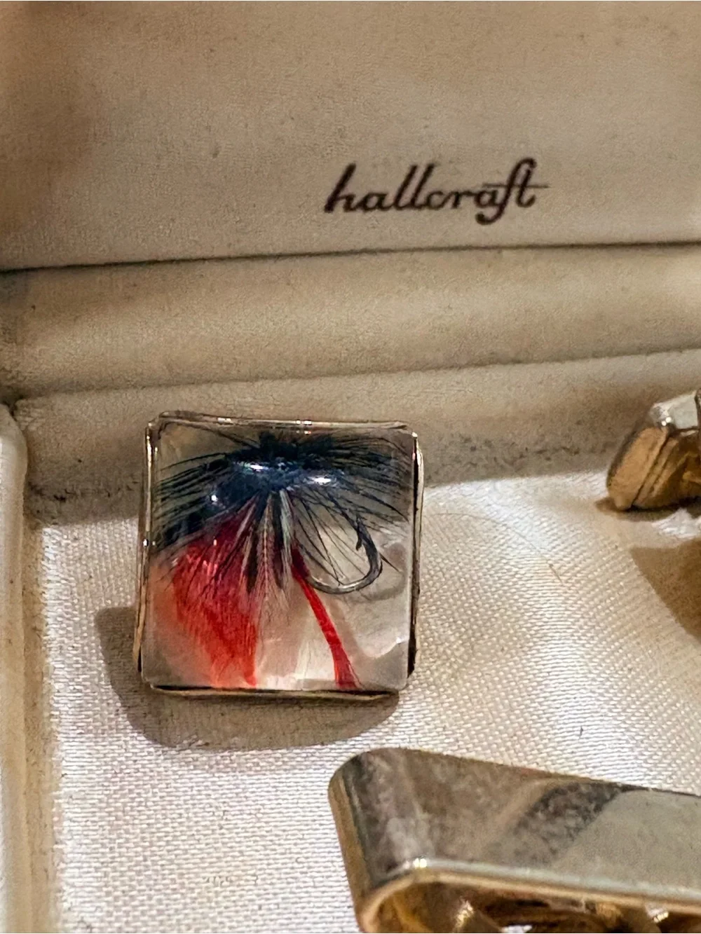 Vintage hallcraft Cufflinks & Tie Clip- Fly Fishing -Father’s Day Gift Fisherman
